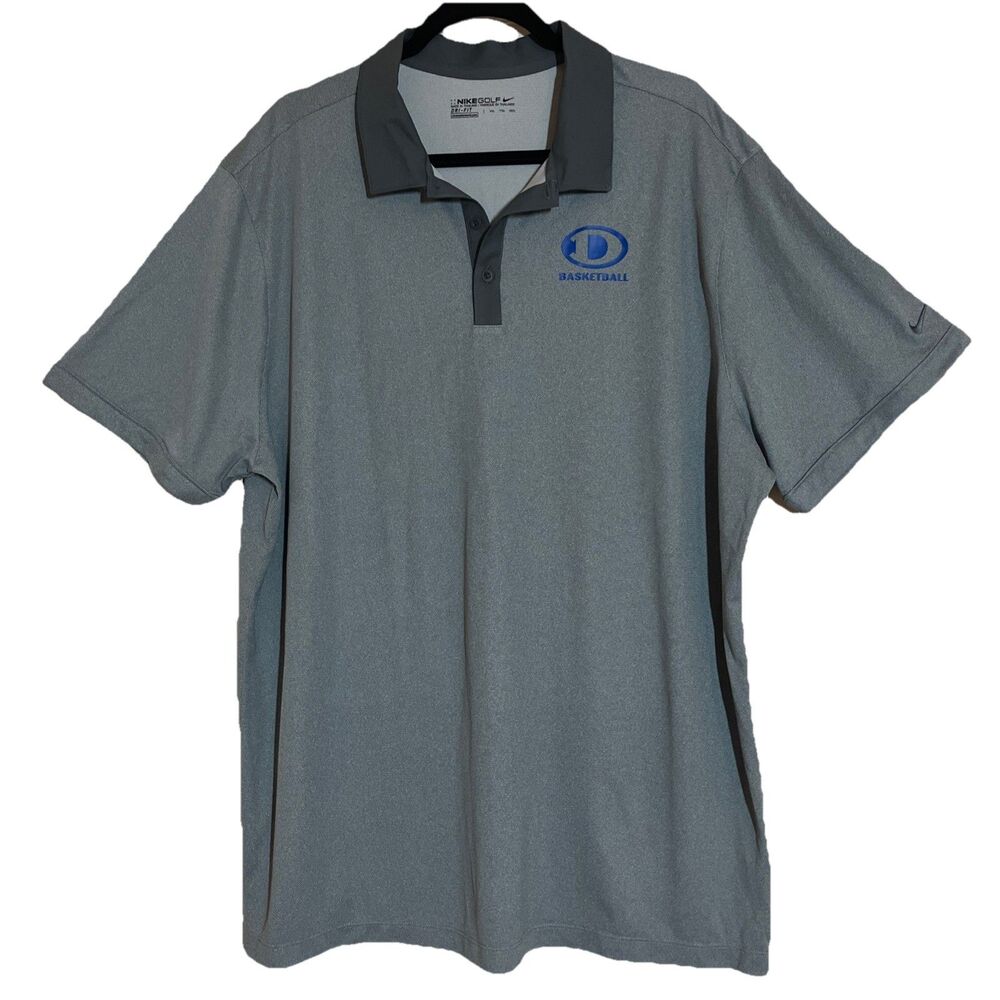 Nike Golf Dri Fit Polo Mens XXL Gray Two Tone Shirt Basketball Logo Short Sleeve